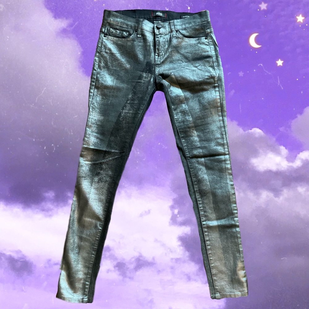 BDG metallic silver mid rise twig